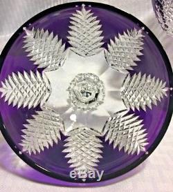 Ajka/design Guild Covered Urn Purple Cut To Clear Crystal Bohemian Signed 80/500