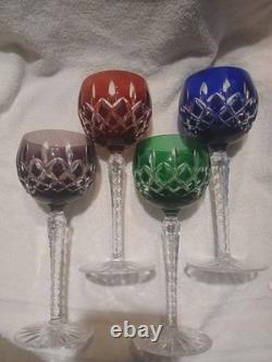 Aka Hungarian Crystal Cut To Clear Wine Glasses Crosshatch Pattern Set Of Four