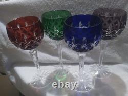 Aka Hungarian Crystal Cut To Clear Wine Glasses Crosshatch Pattern Set Of Four