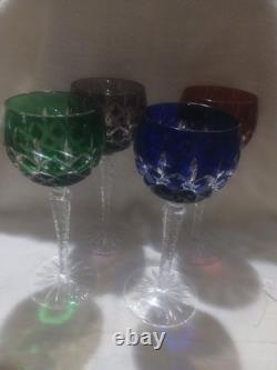 Aka Hungarian Crystal Cut To Clear Wine Glasses Crosshatch Pattern Set Of Four