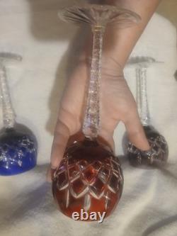 Aka Hungarian Crystal Cut To Clear Wine Glasses Crosshatch Pattern Set Of Four