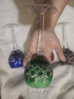 Aka Hungarian Crystal Cut To Clear Wine Glasses Crosshatch Pattern Set Of Four