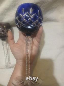Aka Hungarian Crystal Cut To Clear Wine Glasses Crosshatch Pattern Set Of Four