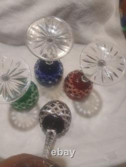 Aka Hungarian Crystal Cut To Clear Wine Glasses Crosshatch Pattern Set Of Four