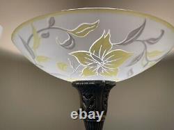 Amazing Ornate Antique Art Deco Torchiere Floor Lamp Cut Crystal Glass Columns