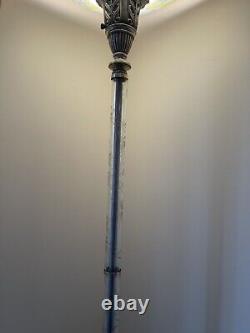 Amazing Ornate Antique Art Deco Torchiere Floor Lamp Cut Crystal Glass Columns