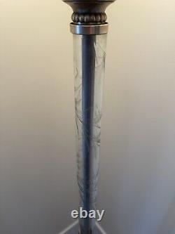 Amazing Ornate Antique Art Deco Torchiere Floor Lamp Cut Crystal Glass Columns
