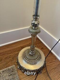 Amazing Ornate Antique Art Deco Torchiere Floor Lamp Cut Crystal Glass Columns