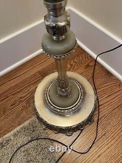 Amazing Ornate Antique Art Deco Torchiere Floor Lamp Cut Crystal Glass Columns