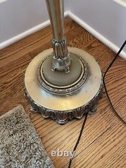 Amazing Ornate Antique Art Deco Torchiere Floor Lamp Cut Crystal Glass Columns