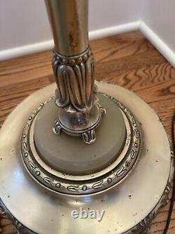 Amazing Ornate Antique Art Deco Torchiere Floor Lamp Cut Crystal Glass Columns