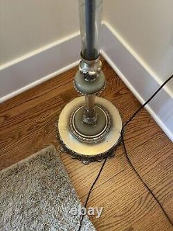 Amazing Ornate Antique Art Deco Torchiere Floor Lamp Cut Crystal Glass Columns