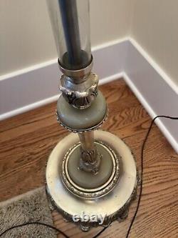 Amazing Ornate Antique Art Deco Torchiere Floor Lamp Cut Crystal Glass Columns