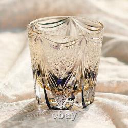 Amber Purple Whiskey Glass Japanese Style Cut Crystal Kiriko Glass 11oz