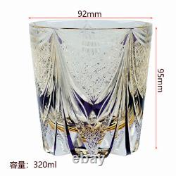 Amber Purple Whiskey Glass Japanese Style Cut Crystal Kiriko Glass 11oz