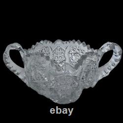 America Brilliant AB Cut Crystal Glass Cream and Sugar Bowl 1900 Hobstars