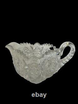 America Brilliant AB Cut Crystal Glass Cream and Sugar Bowl 1900 Hobstars