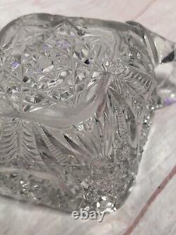 America Brilliant AB Cut Crystal Glass Cream and Sugar Bowl 1900 Hobstars