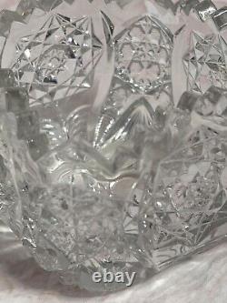 America Brilliant AB Cut Crystal Glass Cream and Sugar Bowl 1900 Hobstars