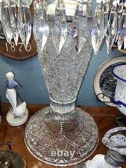 AmericanBrilliant Cut Glass Crystal Mushroom Column Table Lamp 26