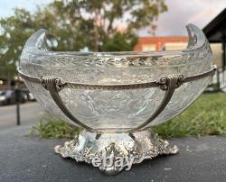American Antique Brand-Chatillon Sterling Silver Cut Glass Crystal Centerpiece