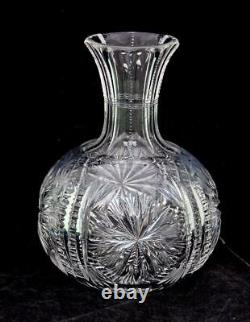 American Brilliant 8 Cut Crystal Glass Wine/Water Carafe or Vase Antique ABP