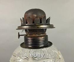 American Brilliant Antique Glass Cut Crystal Large Banquet Oil Lamp No Shade