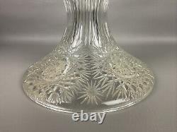 American Brilliant Antique Glass Cut Crystal Large Banquet Oil Lamp No Shade