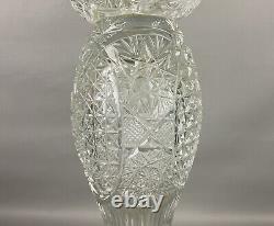 American Brilliant Antique Glass Cut Crystal Large Banquet Oil Lamp No Shade