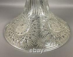 American Brilliant Antique Glass Cut Crystal Large Banquet Oil Lamp No Shade
