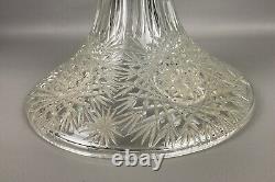 American Brilliant Antique Glass Cut Crystal Large Banquet Oil Lamp No Shade