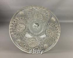 American Brilliant Antique Glass Cut Crystal Large Banquet Oil Lamp No Shade