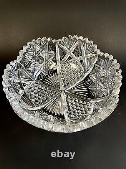 American Brilliant Antique Thick Cut Glass Crystal 8 Bowl Hobstars ABP