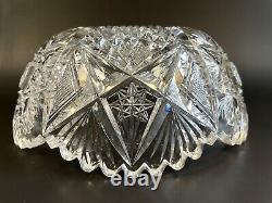 American Brilliant Antique Thick Cut Glass Crystal 8 Bowl Hobstars ABP