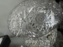 American Brilliant Crystal Hand Cut Glass Table Lamp Vintage