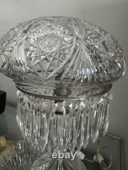American Brilliant Crystal Hand Cut Glass Table Lamp Vintage