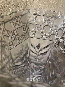 American Brilliant Cut Crystal Glass12 Large Vase