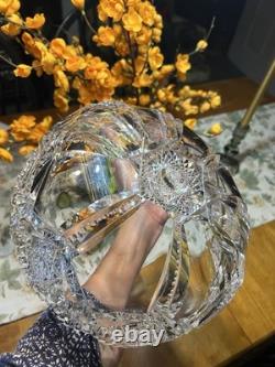 American Brilliant Cut Crystal Glass Bowl, Round Geometric, 10 wide 4 deep