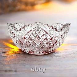 American Brilliant Cut Crystal Glass Fruit Bowl Flowers Hearts Starbursts (READ)