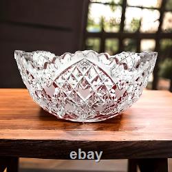 American Brilliant Cut Crystal Glass Fruit Bowl Flowers Hearts Starbursts (READ)