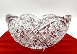 American Brilliant Cut Crystal Glass Fruit Bowl Flowers Hearts Starbursts (READ)