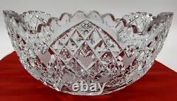 American Brilliant Cut Crystal Glass Fruit Bowl Flowers Hearts Starbursts (READ)