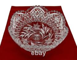 American Brilliant Cut Crystal Glass Fruit Bowl Flowers Hearts Starbursts (READ)