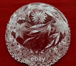 American Brilliant Cut Crystal Glass Fruit Bowl Flowers Hearts Starbursts (READ)