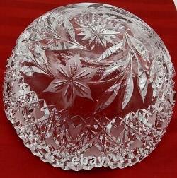 American Brilliant Cut Crystal Glass Fruit Bowl Flowers Hearts Starbursts (READ)