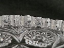American Brilliant Cut Crystal Glass Oval Bowl Centerpiece Sawtooth Rim 12 1/2