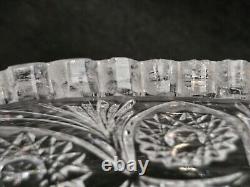American Brilliant Cut Crystal Glass Oval Bowl Centerpiece Sawtooth Rim 12 1/2