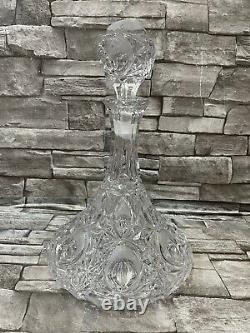 American Brilliant Cut Crystal Glass Vintage Ship Decanter