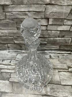 American Brilliant Cut Crystal Glass Vintage Ship Decanter