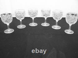American Brilliant Cut Glass 1876-1916 Set 6 Holland by Hawkes wine stems